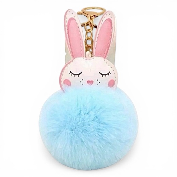 Accessories - 3/$10 BUNNY POM POM KEYCHAIN IN BLUE - ONE FOR $5 OR BUNDLE THREE FOR $10